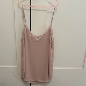 Aritzia Blush Pink Satin Lace-Trim Cami